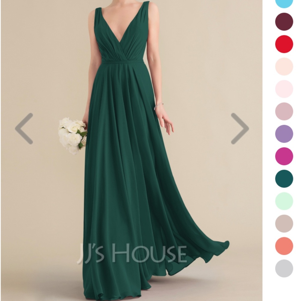 A-Line/Princess V-neck Floor-Length Chiffon Dress